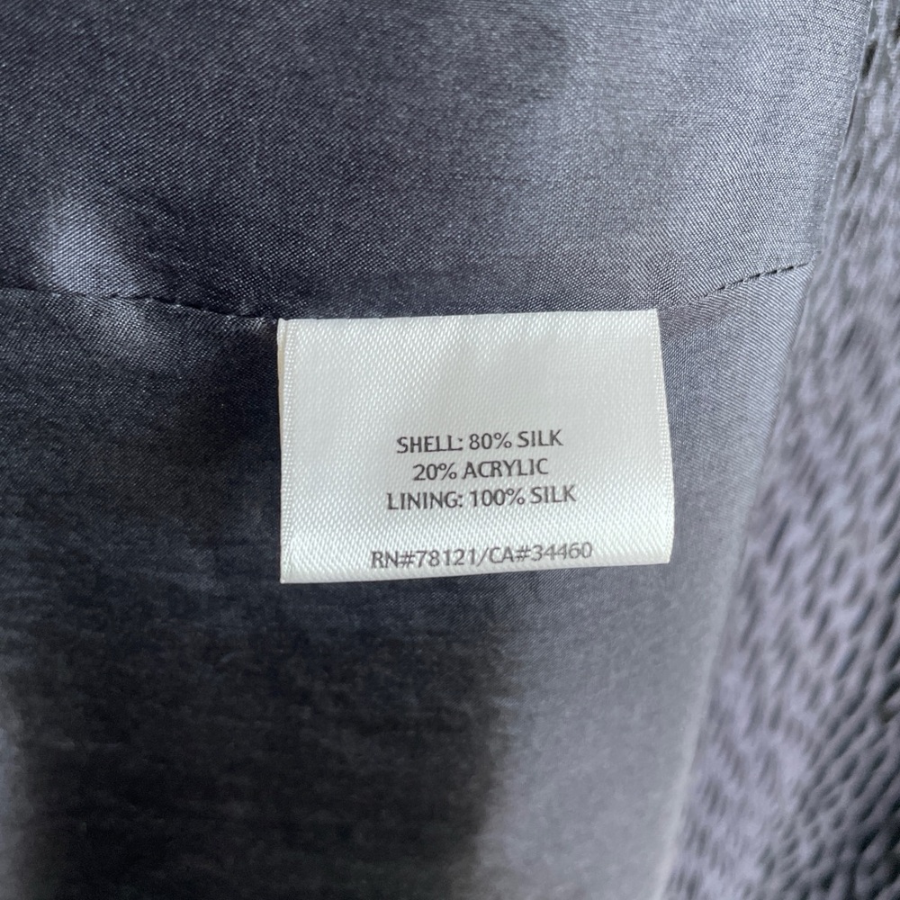 Eileen Fisher silk long black duster coat with pockets size L large - Picture 7 of 7